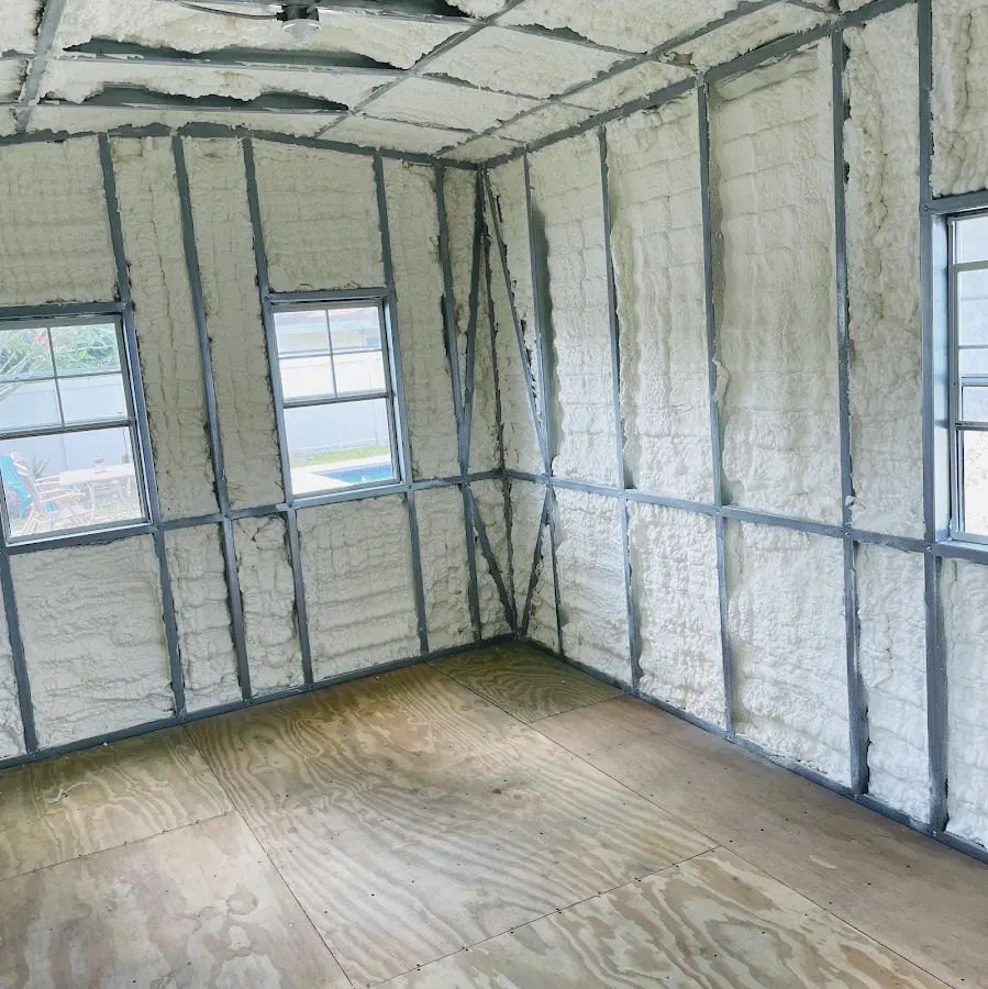 Closed-cell spray foam insulation applied to wall cavities in a residential project in Ste. Genevieve